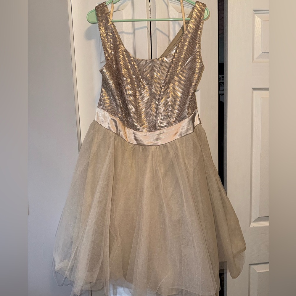 Trixxi Silver and Cream Mini Dress